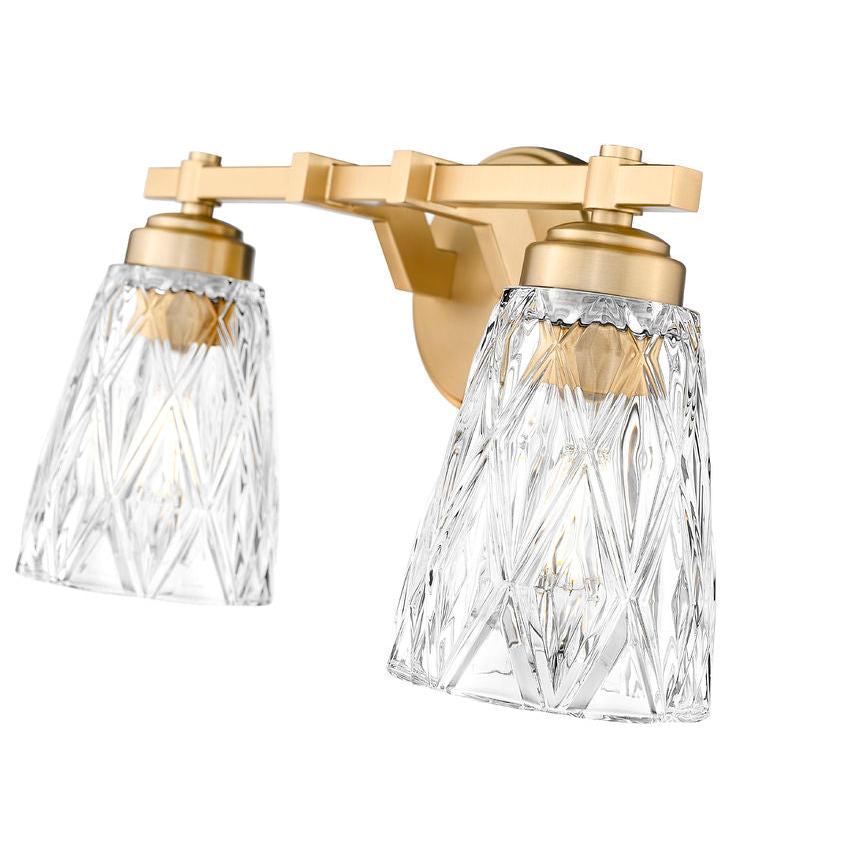 Z-Lite Andree 16" 2-Light Modern Gold Steel Frame Clear Glass Shade Vanity Lighting