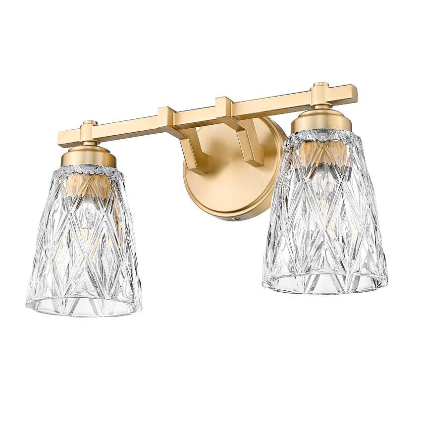 Z-Lite Andree 16" 2-Light Modern Gold Steel Frame Clear Glass Shade Vanity Lighting