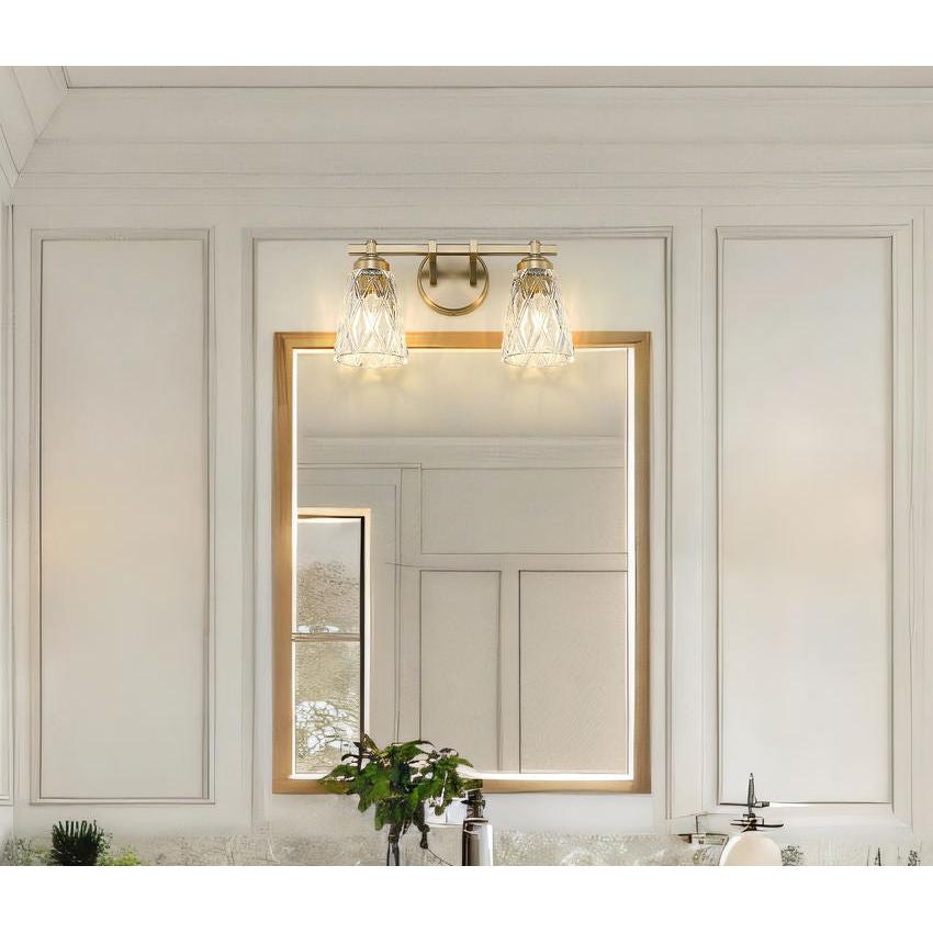 Z-Lite Andree 16" 2-Light Modern Gold Steel Frame Clear Glass Shade Vanity Lighting