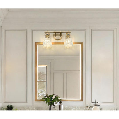 Z-Lite Andree 16" 2-Light Modern Gold Steel Frame Clear Glass Shade Vanity Lighting