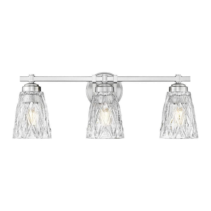 Z-Lite Andree 24" 3-Light Brushed Nickel Steel Frame Clear Glass Shade Vanity Lighting