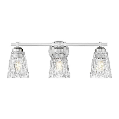 Z-Lite Andree 24" 3-Light Brushed Nickel Steel Frame Clear Glass Shade Vanity Lighting