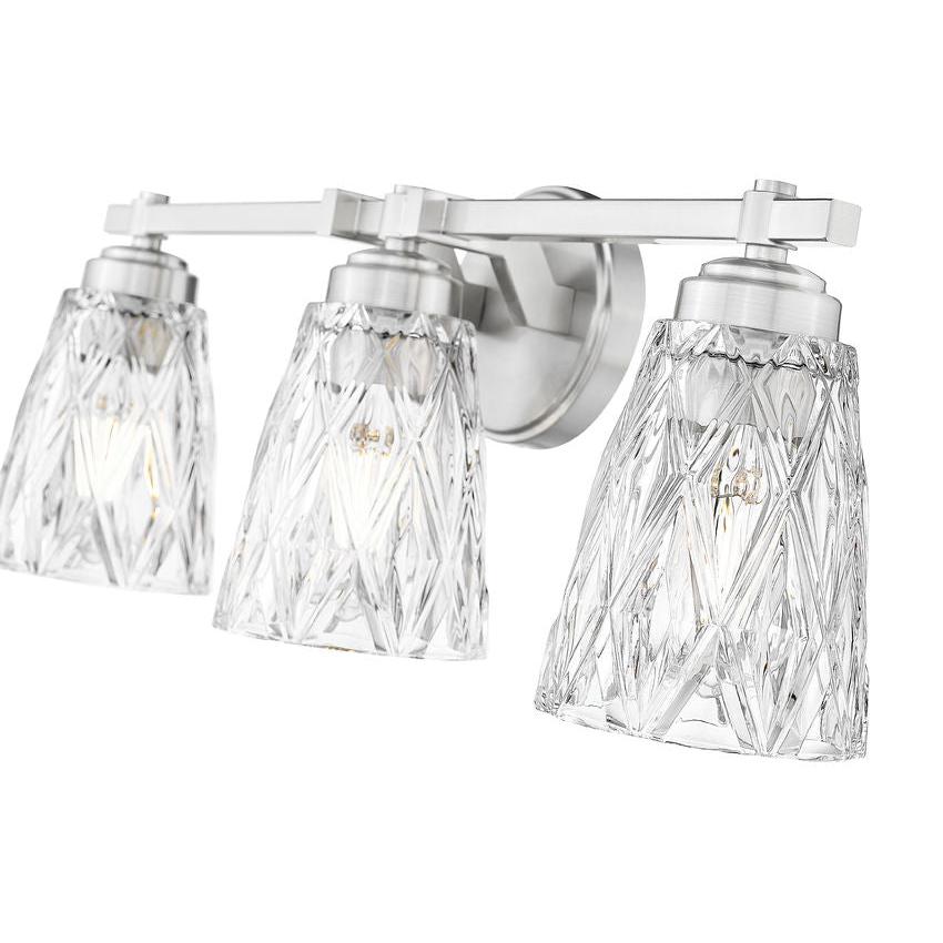 Z-Lite Andree 24" 3-Light Brushed Nickel Steel Frame Clear Glass Shade Vanity Lighting