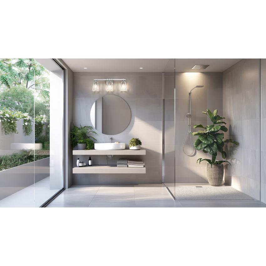 Z-Lite Andree 24" 3-Light Brushed Nickel Steel Frame Clear Glass Shade Vanity Lighting