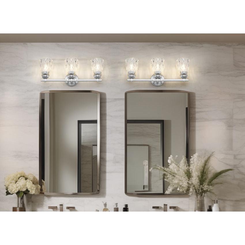 Z-Lite Andree 24" 3-Light Brushed Nickel Steel Frame Clear Glass Shade Vanity Lighting