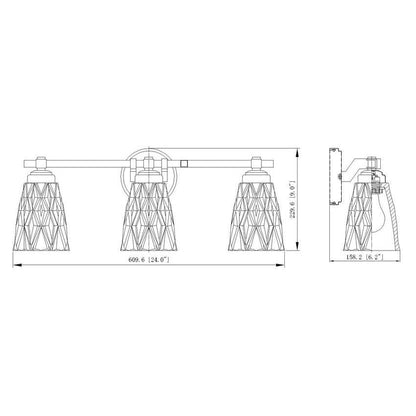 Z-Lite Andree 24" 3-Light Brushed Nickel Steel Frame Clear Glass Shade Vanity Lighting