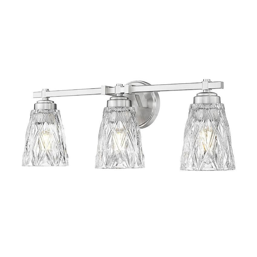 Z-Lite Andree 24" 3-Light Brushed Nickel Steel Frame Clear Glass Shade Vanity Lighting