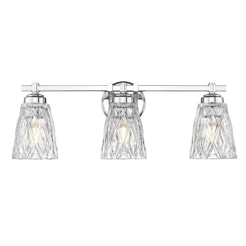 Z-Lite Andree 24" 3-Light Chrome Steel Frame Clear Glass Shade Vanity Lighting