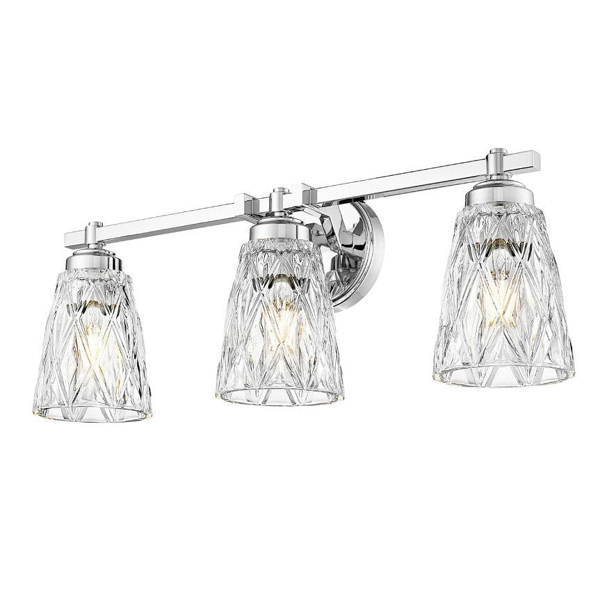 Z-Lite Andree 24" 3-Light Chrome Steel Frame Clear Glass Shade Vanity Lighting