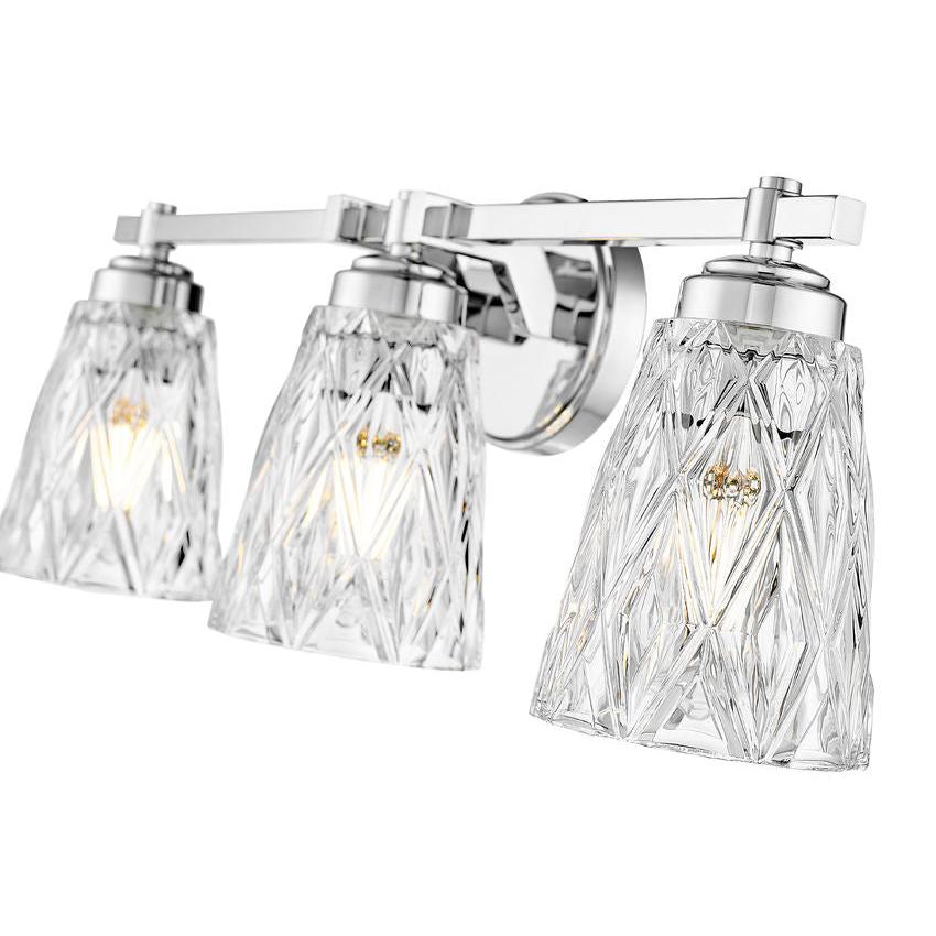 Z-Lite Andree 24" 3-Light Chrome Steel Frame Clear Glass Shade Vanity Lighting