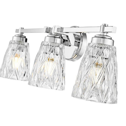 Z-Lite Andree 24" 3-Light Chrome Steel Frame Clear Glass Shade Vanity Lighting