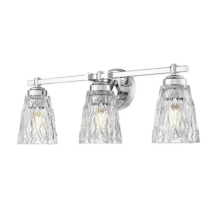 Z-Lite Andree 24" 3-Light Chrome Steel Frame Clear Glass Shade Vanity Lighting