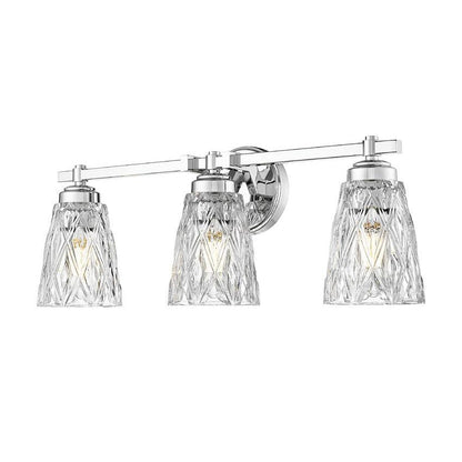 Z-Lite Andree 24" 3-Light Chrome Steel Frame Clear Glass Shade Vanity Lighting