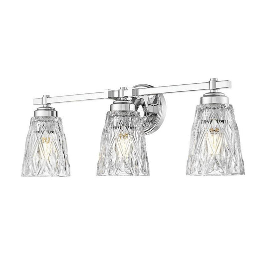 Z-Lite Andree 24" 3-Light Chrome Steel Frame Clear Glass Shade Vanity Lighting
