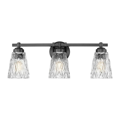 Z-Lite Andree 24" 3-Light Matte Black Steel Frame Clear Glass Shade Vanity Lighting