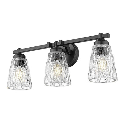Z-Lite Andree 24" 3-Light Matte Black Steel Frame Clear Glass Shade Vanity Lighting