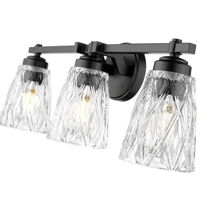 Z-Lite Andree 24" 3-Light Matte Black Steel Frame Clear Glass Shade Vanity Lighting