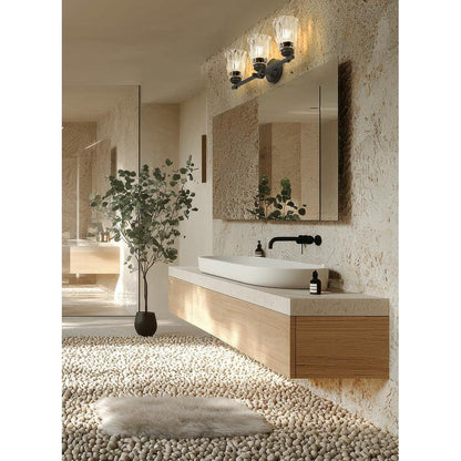 Z-Lite Andree 24" 3-Light Matte Black Steel Frame Clear Glass Shade Vanity Lighting