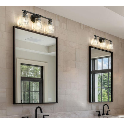 Z-Lite Andree 24" 3-Light Matte Black Steel Frame Clear Glass Shade Vanity Lighting