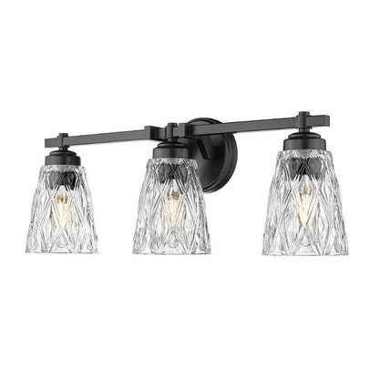 Z-Lite Andree 24" 3-Light Matte Black Steel Frame Clear Glass Shade Vanity Lighting