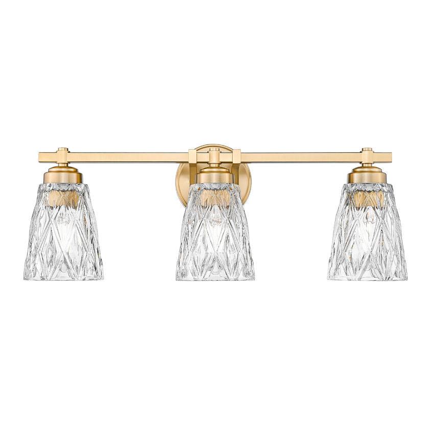 Z-Lite Andree 24" 3-Light Modern Gold Steel Frame Clear Glass Shade Vanity Lighting