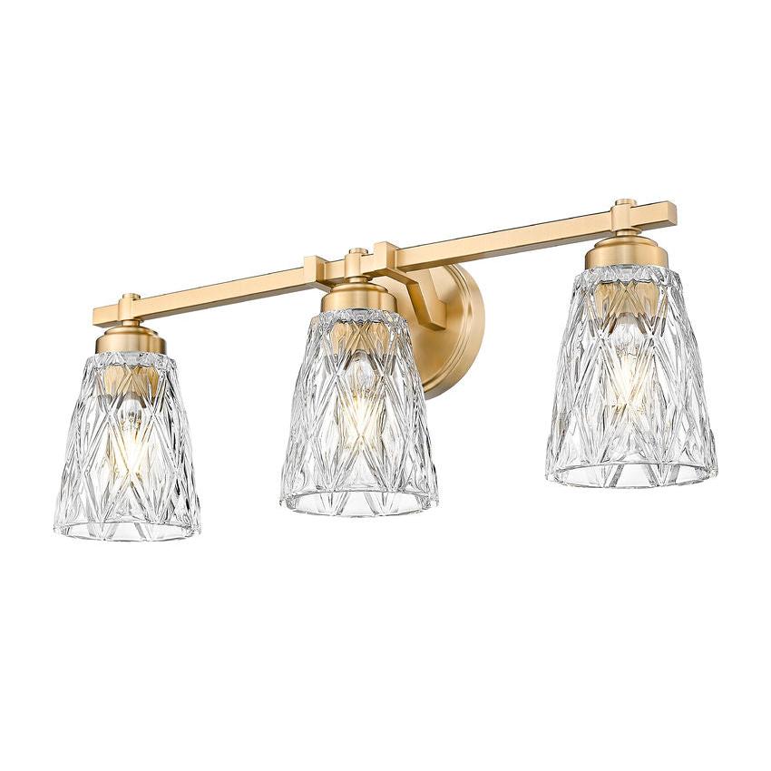 Z-Lite Andree 24" 3-Light Modern Gold Steel Frame Clear Glass Shade Vanity Lighting
