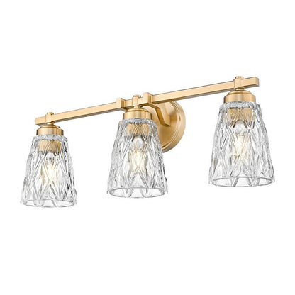 Z-Lite Andree 24" 3-Light Modern Gold Steel Frame Clear Glass Shade Vanity Lighting
