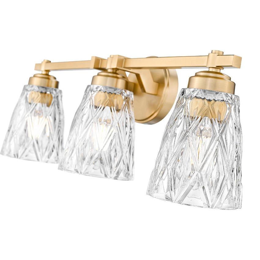 Z-Lite Andree 24" 3-Light Modern Gold Steel Frame Clear Glass Shade Vanity Lighting