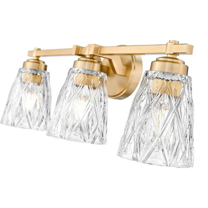 Z-Lite Andree 24" 3-Light Modern Gold Steel Frame Clear Glass Shade Vanity Lighting