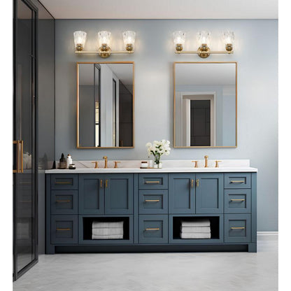 Z-Lite Andree 24" 3-Light Modern Gold Steel Frame Clear Glass Shade Vanity Lighting