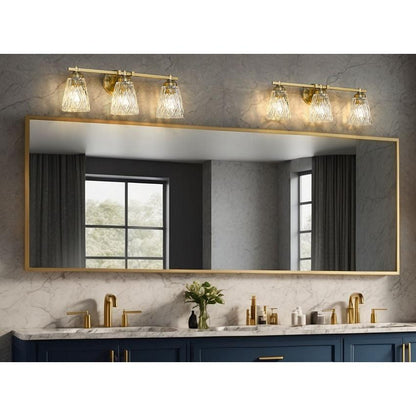 Z-Lite Andree 24" 3-Light Modern Gold Steel Frame Clear Glass Shade Vanity Lighting