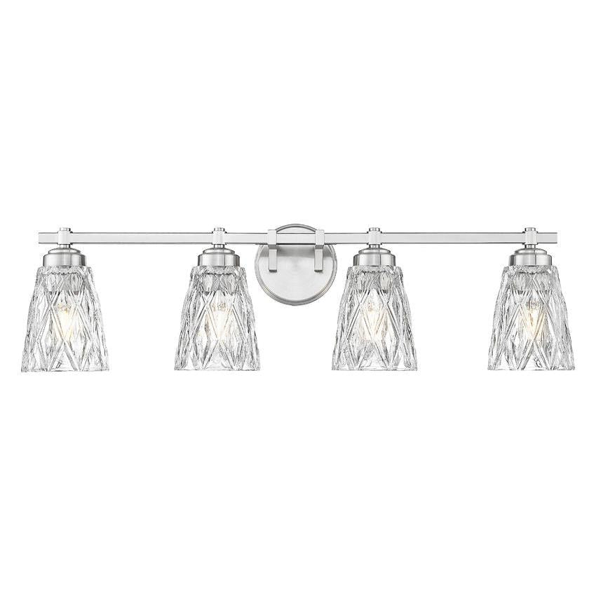 Z-Lite Andree 32" 4-Light Brushed Nickel Steel Frame Clear Glass Shade Vanity Lighting