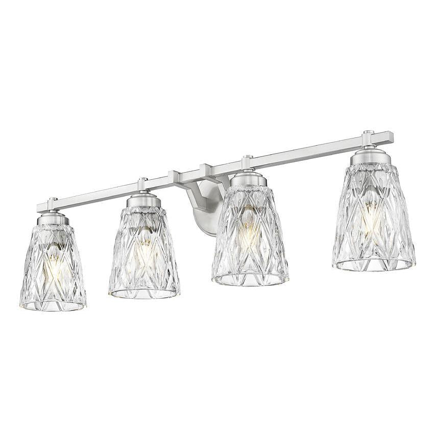 Z-Lite Andree 32" 4-Light Brushed Nickel Steel Frame Clear Glass Shade Vanity Lighting