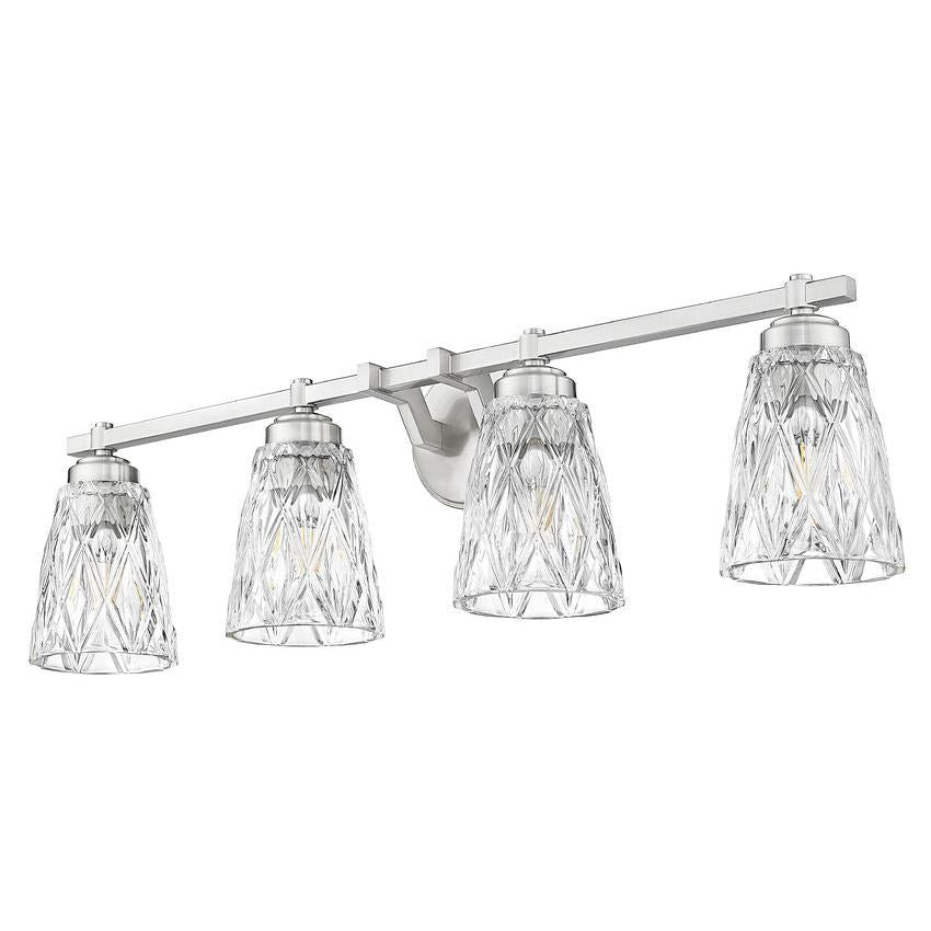 Z-Lite Andree 32" 4-Light Brushed Nickel Steel Frame Clear Glass Shade Vanity Lighting