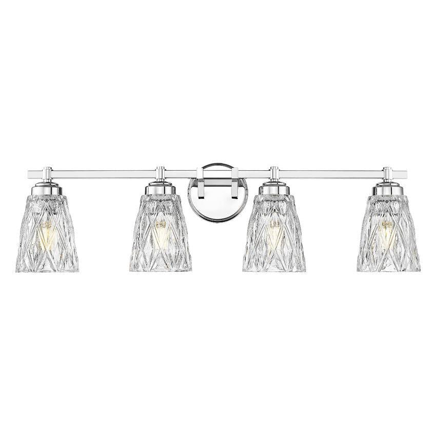Z-Lite Andree 32" 4-Light Chrome Steel Frame Clear Glass Shade Vanity Lighting