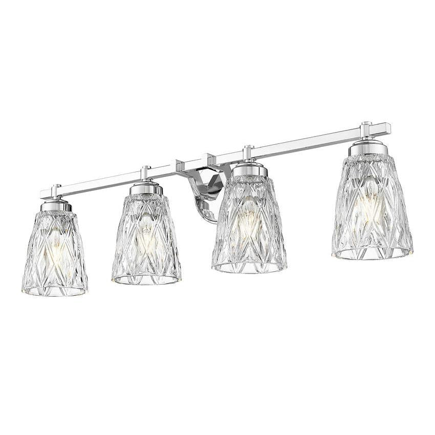 Z-Lite Andree 32" 4-Light Chrome Steel Frame Clear Glass Shade Vanity Lighting