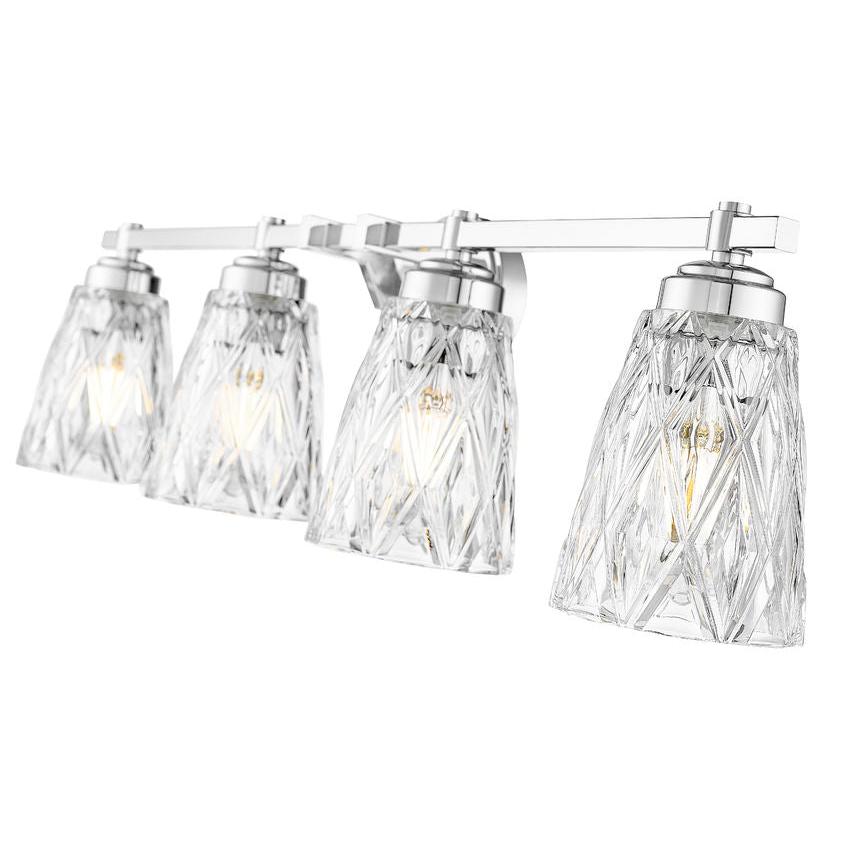 Z-Lite Andree 32" 4-Light Chrome Steel Frame Clear Glass Shade Vanity Lighting