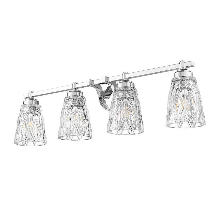 Z-Lite Andree 32" 4-Light Chrome Steel Frame Clear Glass Shade Vanity Lighting