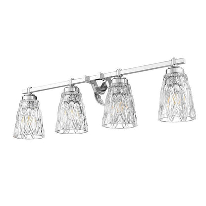 Z-Lite Andree 32" 4-Light Chrome Steel Frame Clear Glass Shade Vanity Lighting