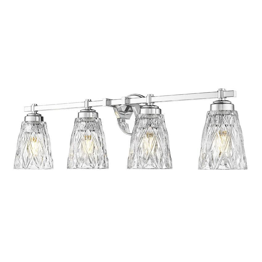 Z-Lite Andree 32" 4-Light Chrome Steel Frame Clear Glass Shade Vanity Lighting