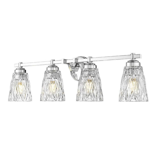 Z-Lite Andree 32" 4-Light Chrome Steel Frame Clear Glass Shade Vanity Lighting