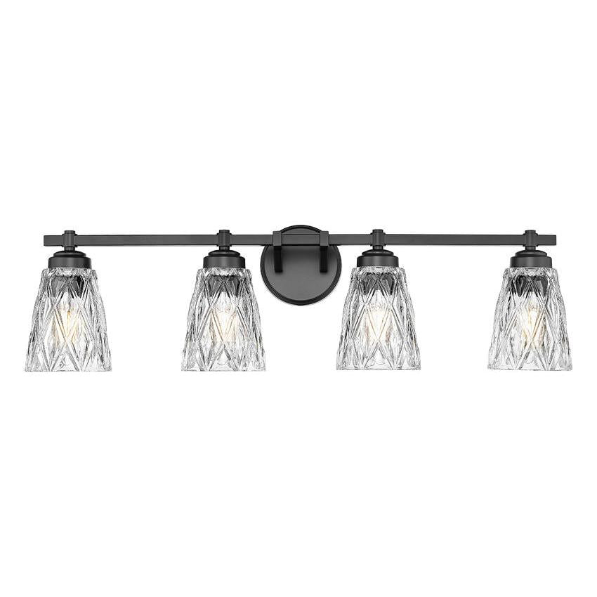 Z-Lite Andree 32" 4-Light Matte Black Steel Frame Clear Glass Shade Vanity Lighting