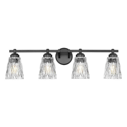 Z-Lite Andree 32" 4-Light Matte Black Steel Frame Clear Glass Shade Vanity Lighting