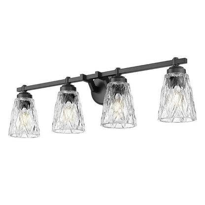 Z-Lite Andree 32" 4-Light Matte Black Steel Frame Clear Glass Shade Vanity Lighting