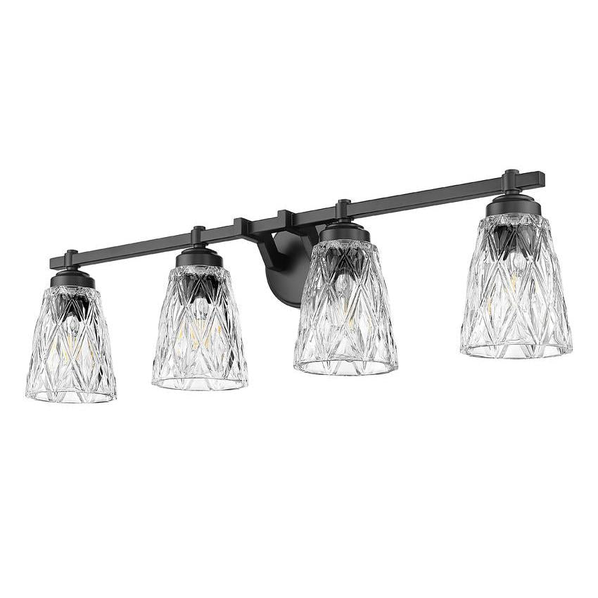 Z-Lite Andree 32" 4-Light Matte Black Steel Frame Clear Glass Shade Vanity Lighting