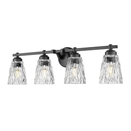 Z-Lite Andree 32" 4-Light Matte Black Steel Frame Clear Glass Shade Vanity Lighting