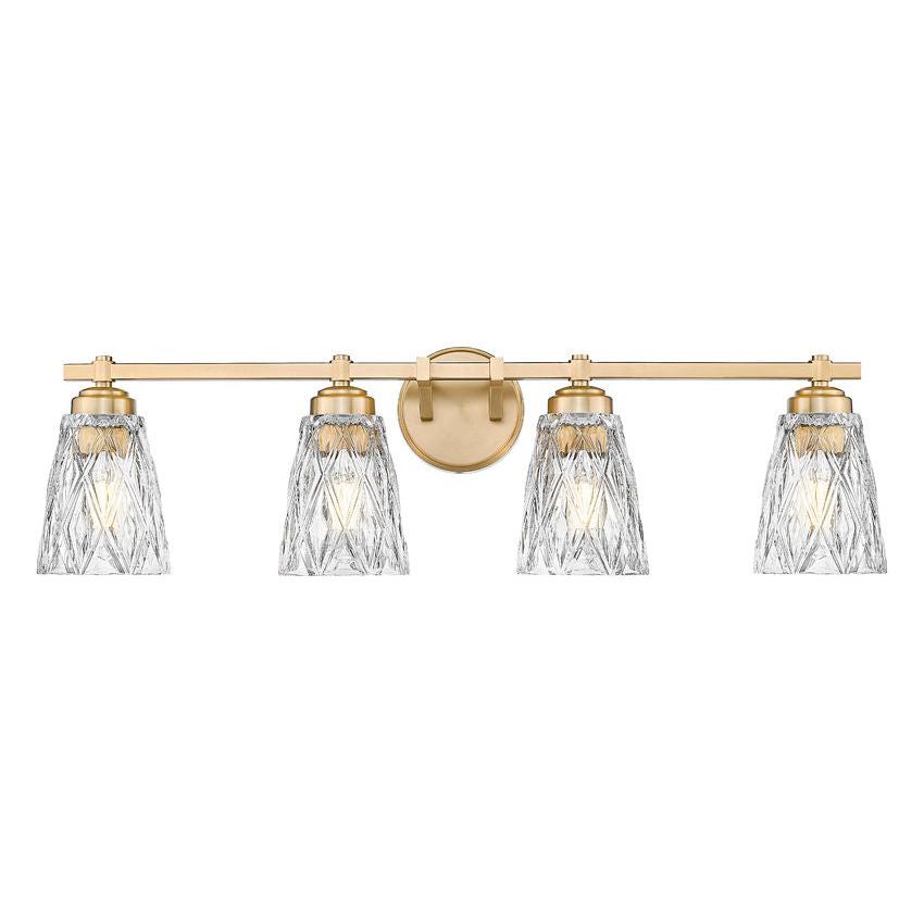 Z-Lite Andree 32" 4-Light Modern Gold Steel Frame Clear Glass Shade Vanity Lighting