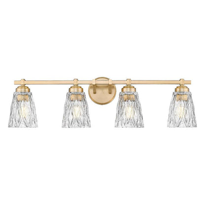 Z-Lite Andree 32" 4-Light Modern Gold Steel Frame Clear Glass Shade Vanity Lighting