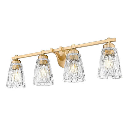 Z-Lite Andree 32" 4-Light Modern Gold Steel Frame Clear Glass Shade Vanity Lighting