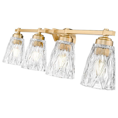 Z-Lite Andree 32" 4-Light Modern Gold Steel Frame Clear Glass Shade Vanity Lighting